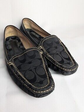 COACH Suellen Women Loafer Size 8.5 US Black Color Slip On Monochrome Pattern